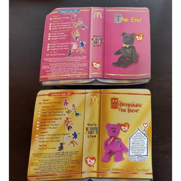 McDonald's Ty Teenie Beanie Babies RHMC Millennium 2000 + THE END SET OF 2 BEARS - Picture 2 of 6